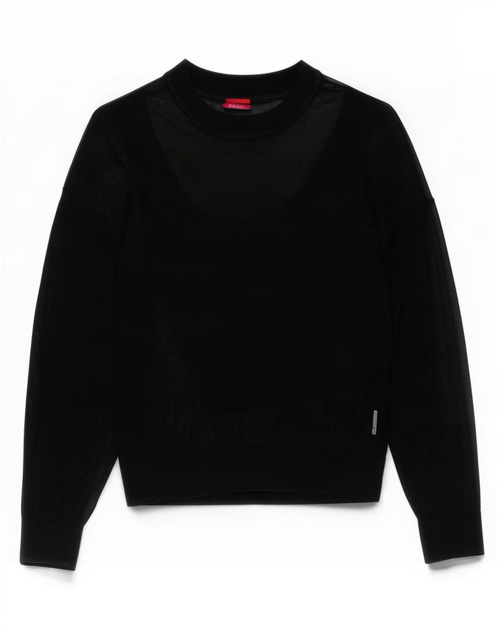 Top da donna a maniche lunghe Hugo Boss UK 14 medio nero