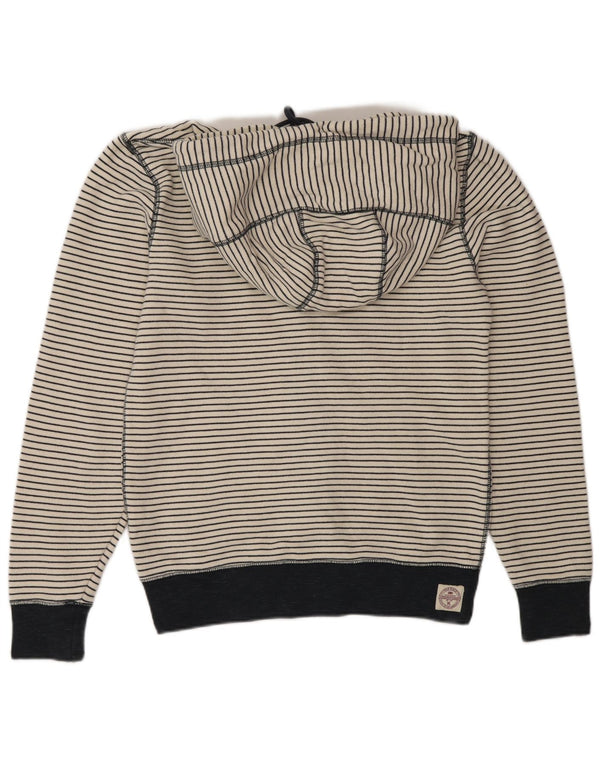 Felpa con cappuccio e zip da uomo Fat Face XS in cotone a righe bianco sporco