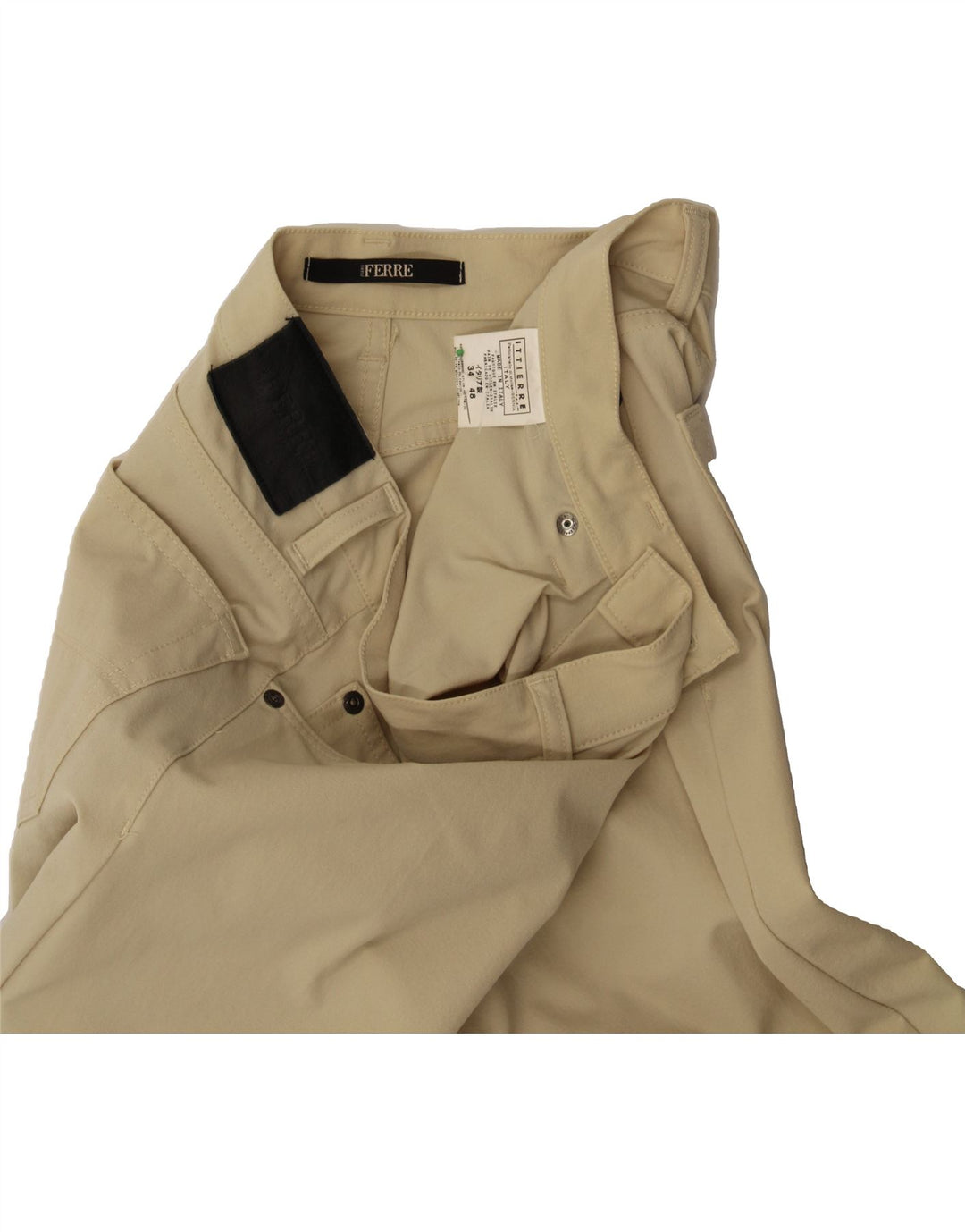 FERRE Womens Straight Casual Trousers W34 L32 Beige Polyamide Vintage Ferre and Second-Hand Ferre from Messina Hembry 