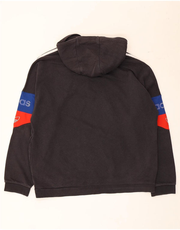 Felpa con cappuccio grafica da uomo Adidas, cotone medio nero