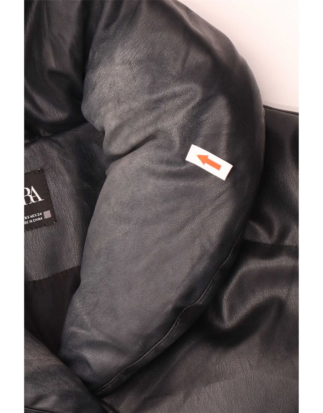Giacca imbottita oversize in ecopelle da donna Zara UK 6 XS poliuretano nero