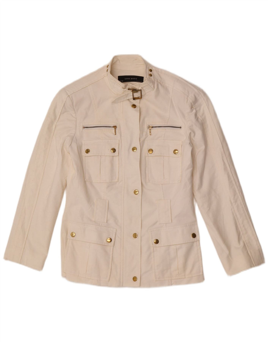 Giacca utility da donna Zara UK 12 cotone bianco medio