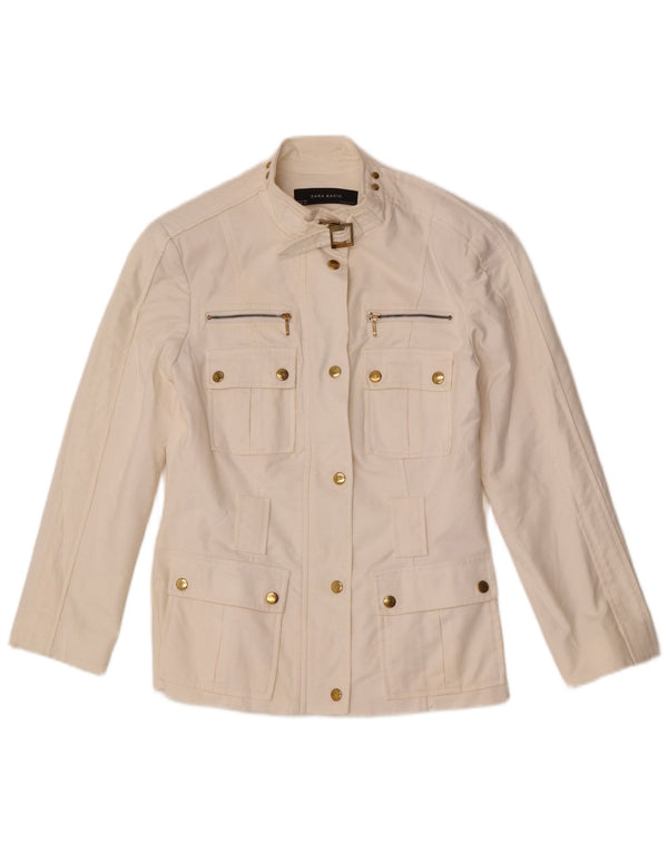 Giacca utility da donna Zara UK 12 cotone bianco medio