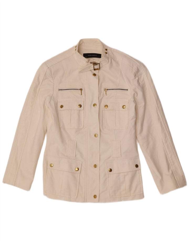 Giacca utility da donna Zara UK 12 cotone bianco medio