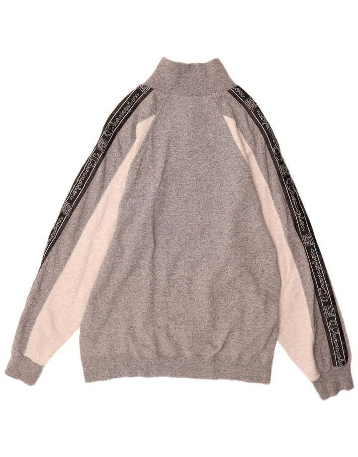 CHAMPION Felpa con collo con zip da uomo Maglione grande grigio color block