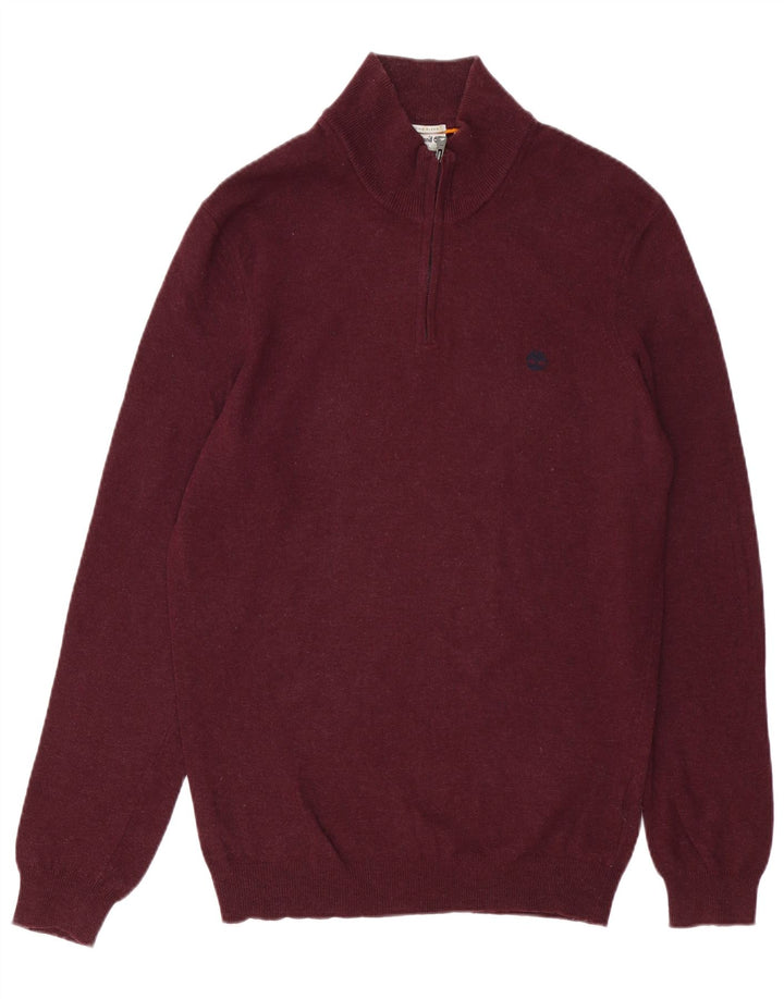 TIMBERLAND Maglione da uomo con zip e collo in lana merino bordeaux medio