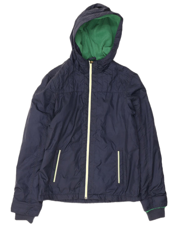 Benetton Boys Hooded Windbreaker Jacket 13-14 Years 3XL Navy Blue Polyamide