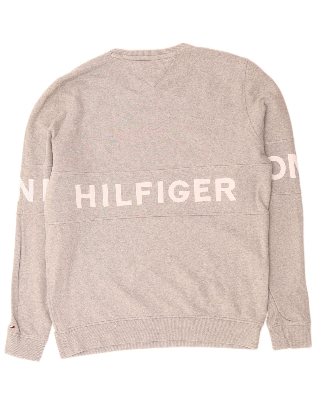 TOMMY HILFIGER Felpa grafica da uomo Maglione XL Cotone grigio