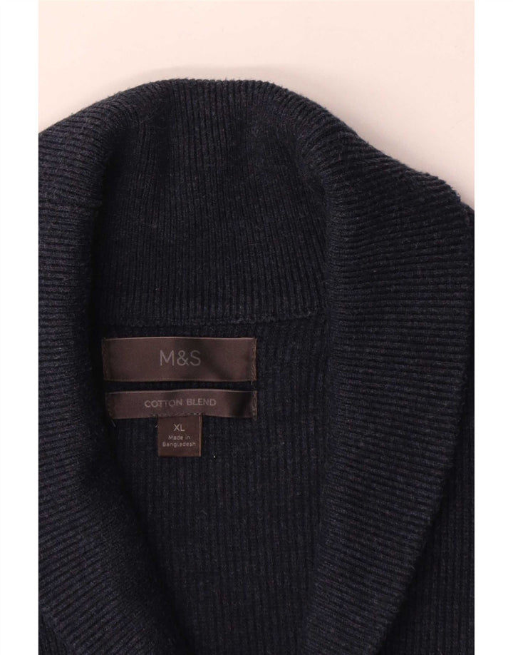 Maglione cardigan da uomo Marks & Spencer XL in cotone blu navy