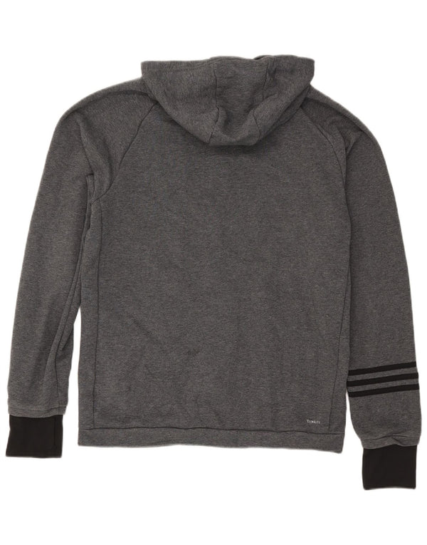 Maglione con cappuccio e zip Adidas Climalite da uomo, grande, in cotone color block grigio