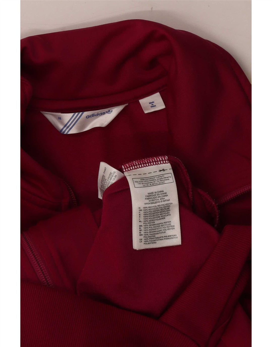 Giacca da ginnastica grafica da donna Adidas EU 38 poliestere bordeaux medio