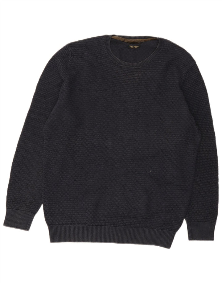 Maglione maglione girocollo da uomo Massimo Dutti piccolo in cotone blu navy
