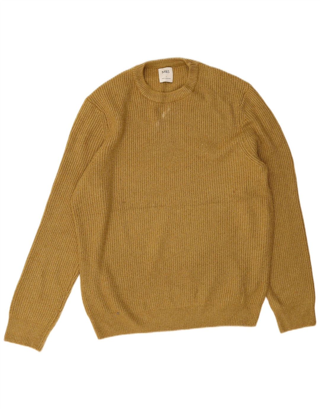 Maglione maglione girocollo da uomo Marks & Spencer grande giallo in poliammide