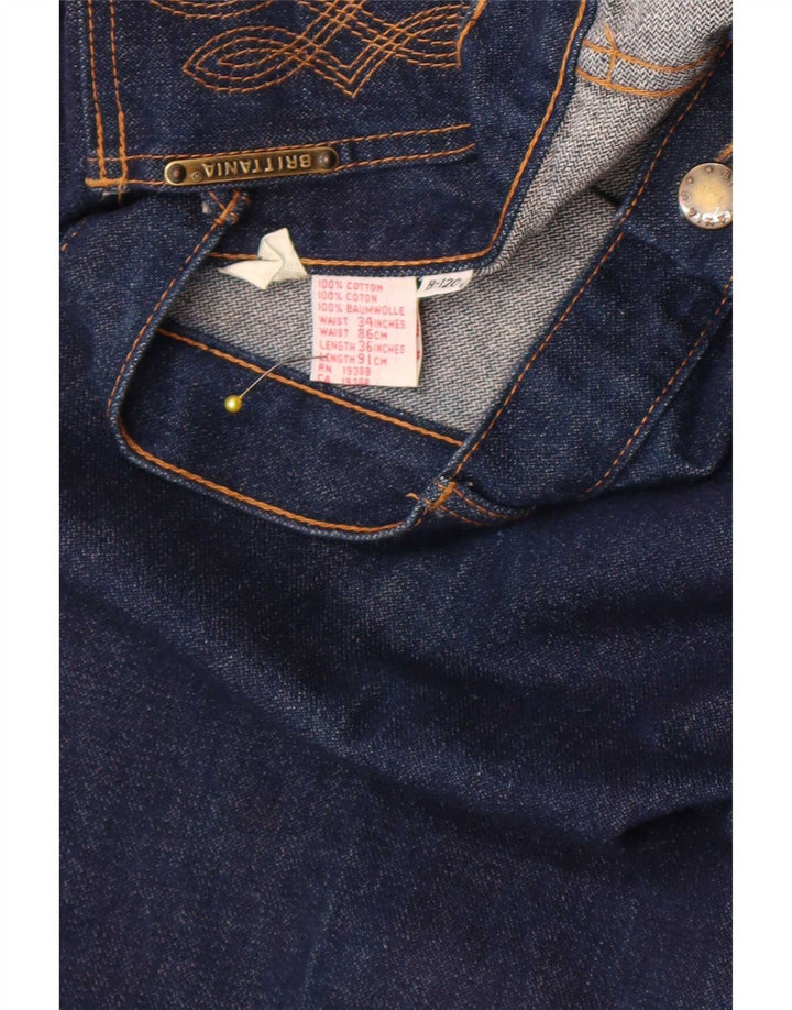 Jeans dritti da donna vintage W34 L32 in cotone blu navy
