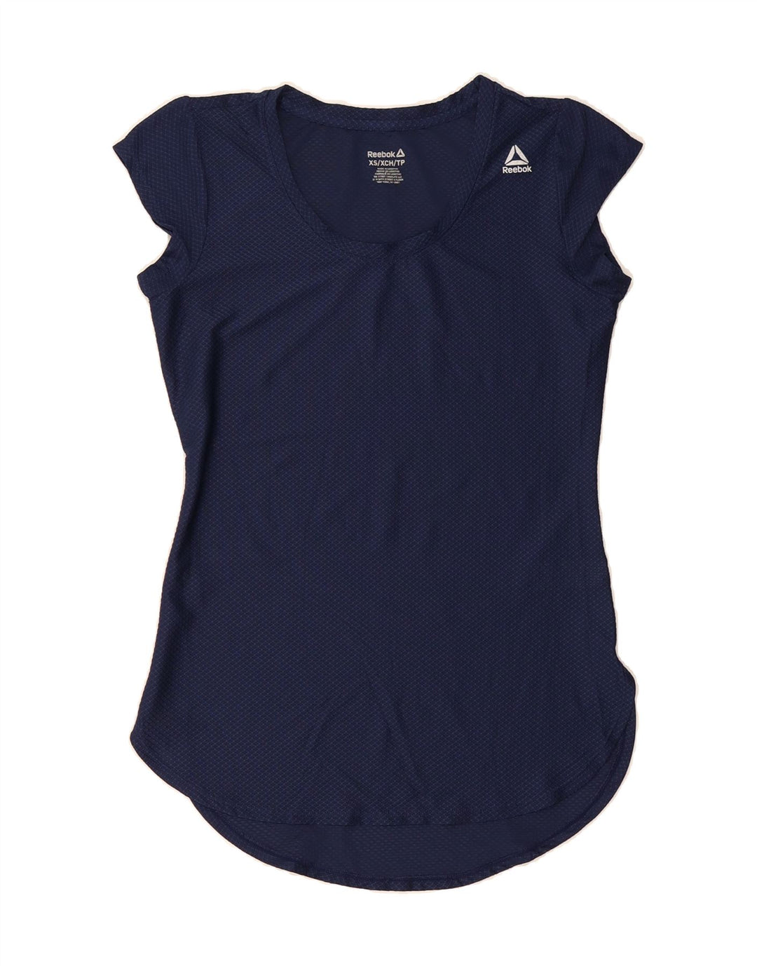REEBOK Womens T-Shirt Top UK 6 XS Navy Blue Polyester Vintage Reebok and Second-Hand Reebok from Messina Hembry 