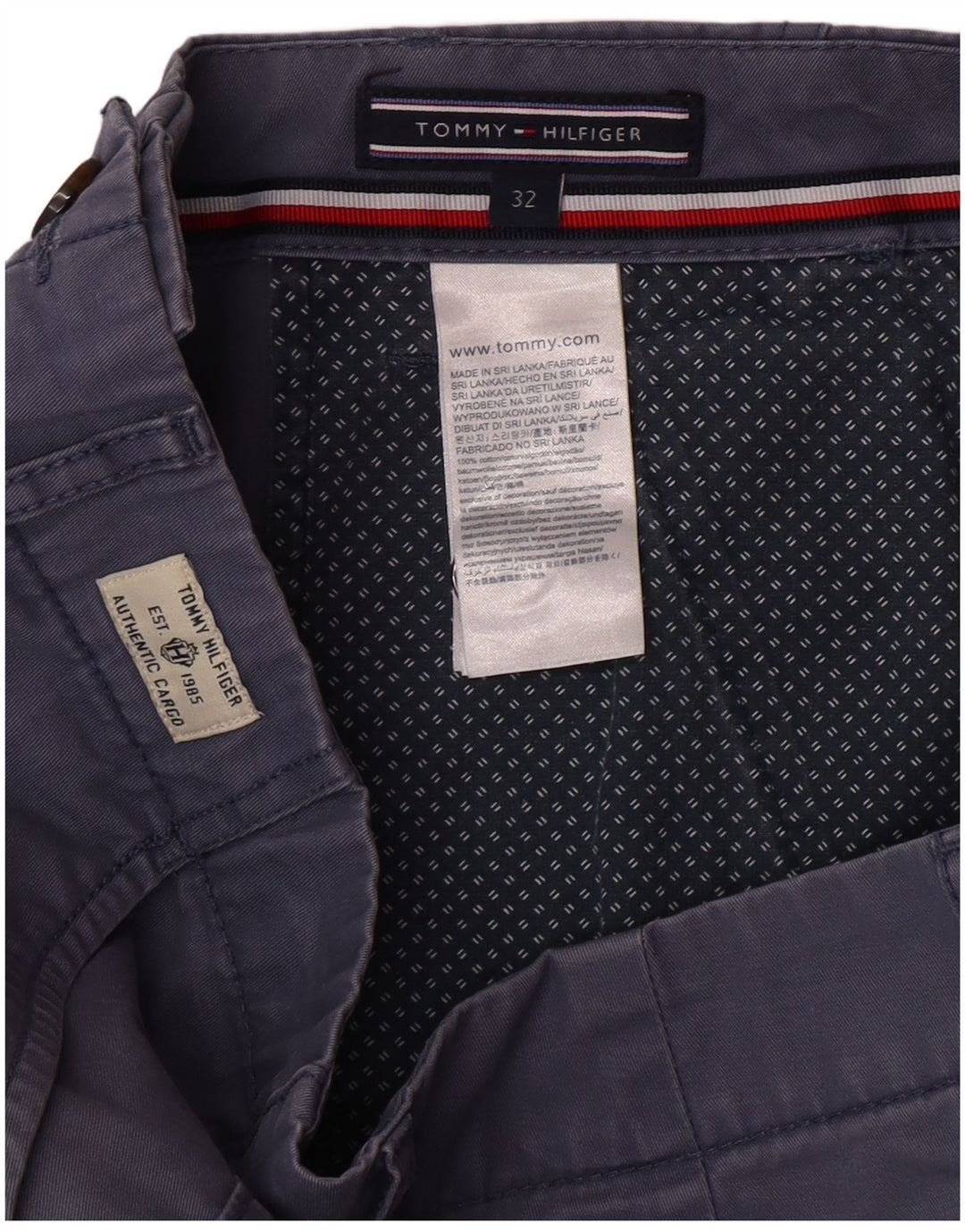 Pantaloncini cargo da uomo Tommy Hilfiger W32 cotone blu medio