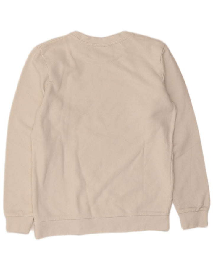 Felpa grafica da donna Gaelle Maglione UK 14 Cotone bianco medio