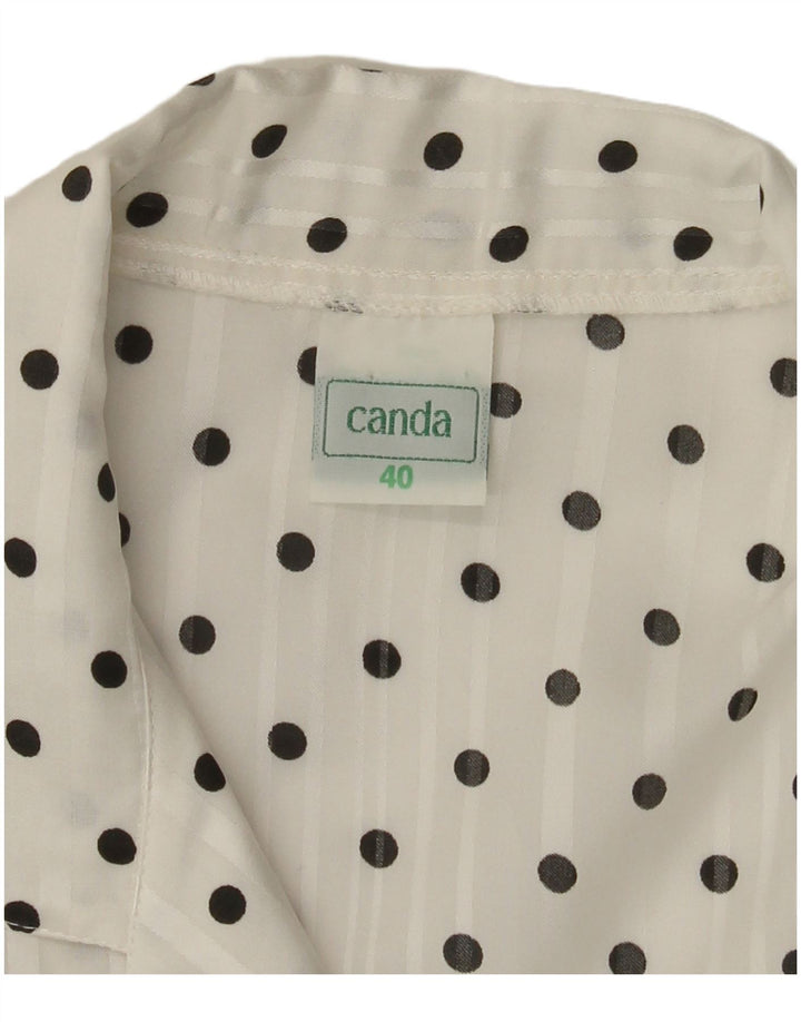 CANDA Camicia da donna con maniche a 3/4 Camicetta EU 40 Medium White Pois