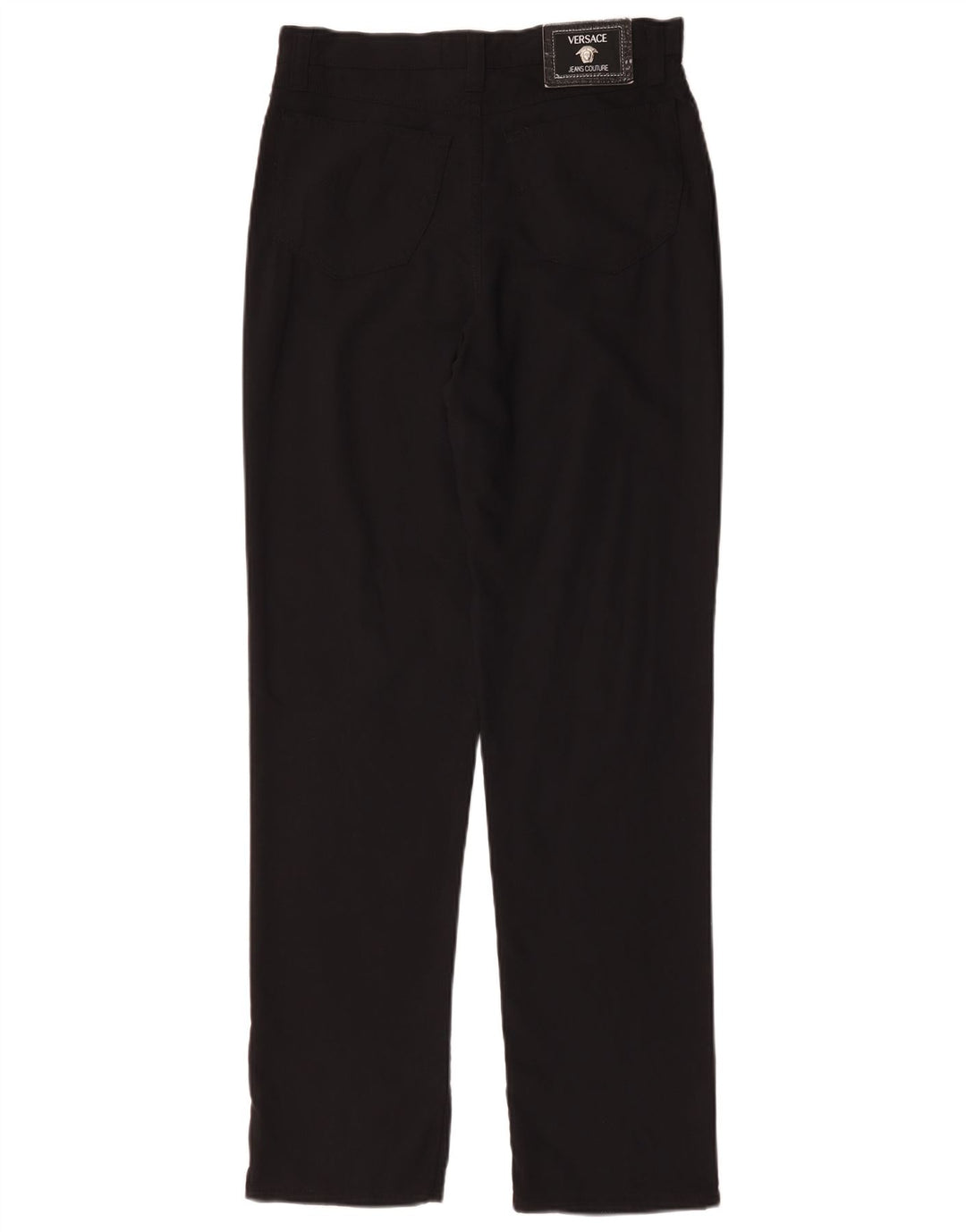 Pantaloni casual dritti da donna Versace W32 L31 neri in poliammide