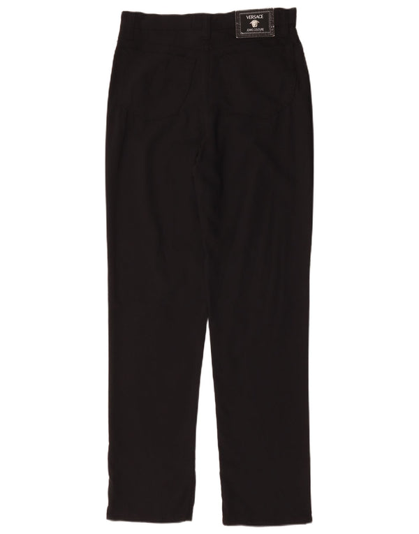 Pantaloni casual dritti da donna Versace W32 L31 neri in poliammide