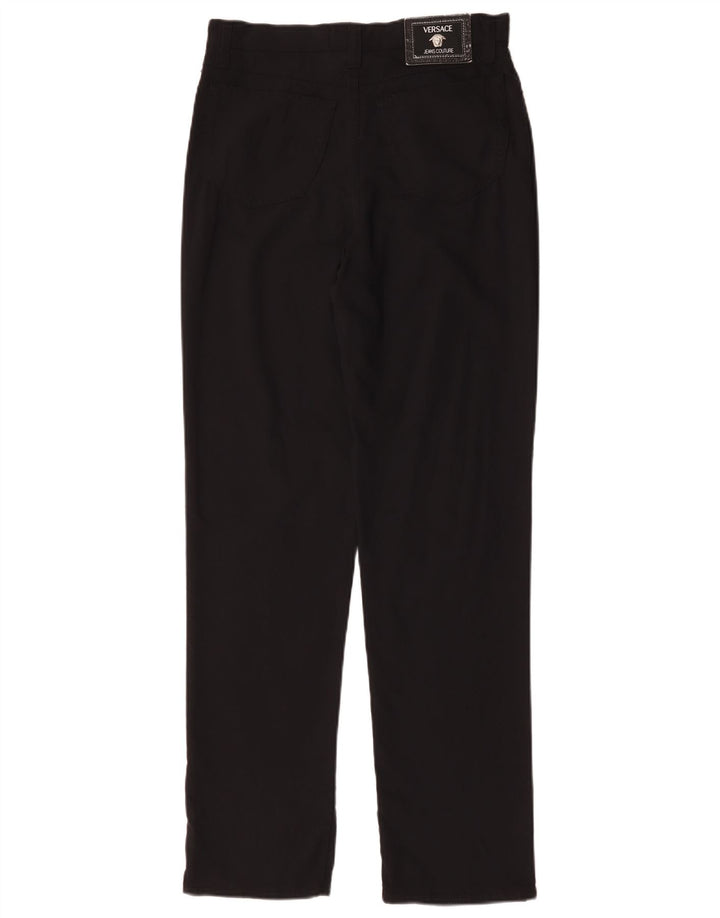 Pantaloni casual dritti da donna Versace W32 L31 neri in poliammide