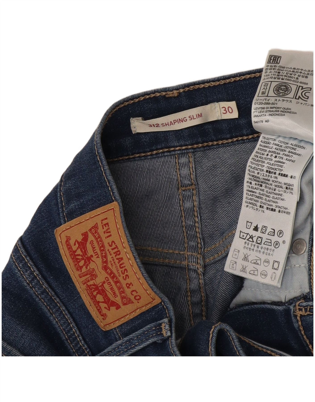 Pantaloncini di jeans Levi's 312 da donna W30 cotone blu medio