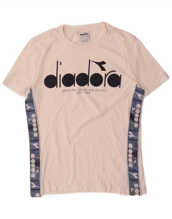 T-shirt grafica da uomo Diadora Top in cotone color block bianco medio
