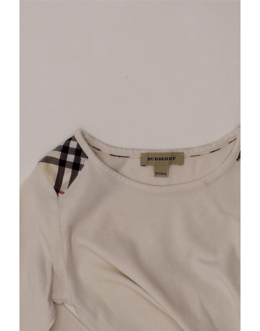 BURBERRY Top Bambina Manica Lunga 5-6 Anni Bianco a quadri
