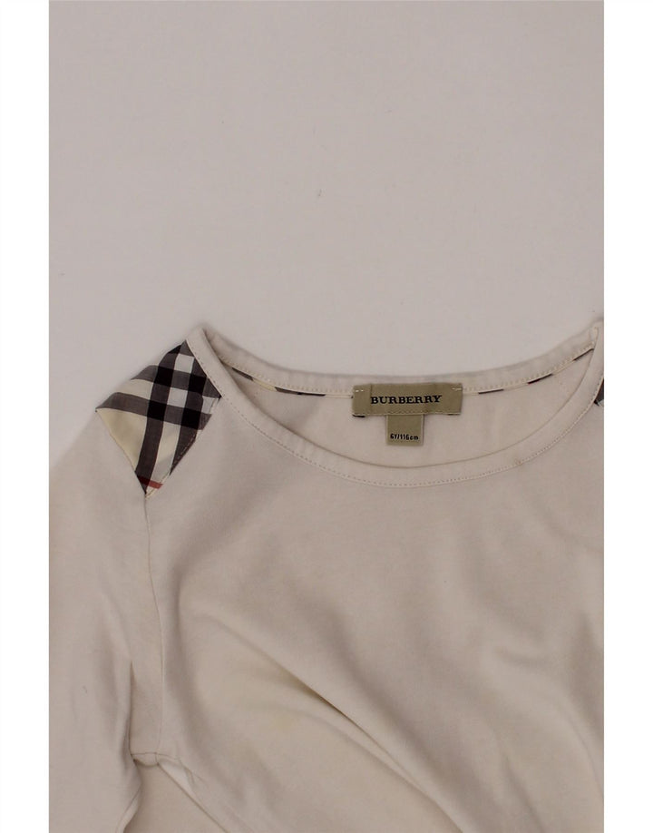 BURBERRY Top Bambina Manica Lunga 5-6 Anni Bianco a quadri