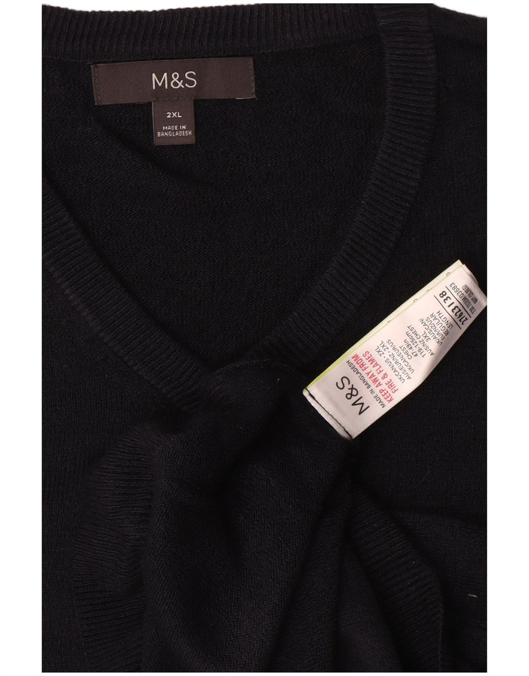 Maglione da uomo con scollo a V Marks & Spencer 2XL acrilico nero