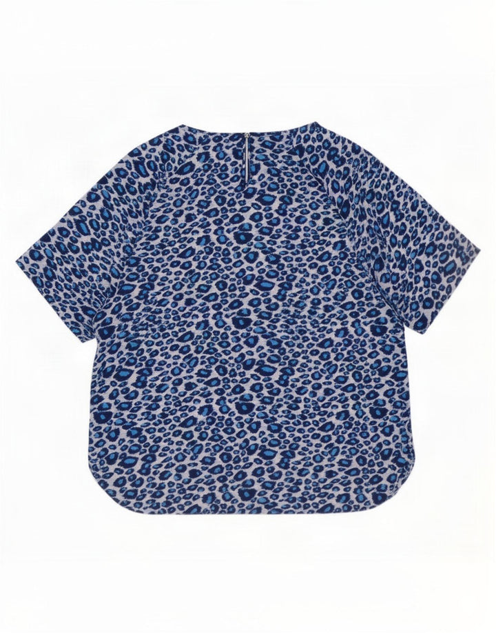 Camicetta da donna Marks & Spencer Top UK 16 Grande poliestere blu con stampa animalier