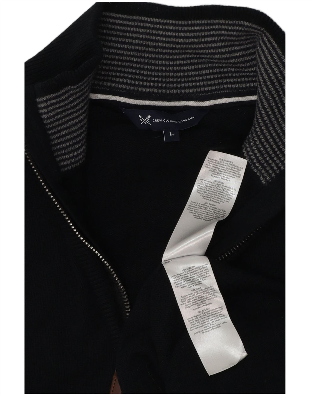 Crew Clothing Maglione da uomo con zip e collo grande in cotone blu navy