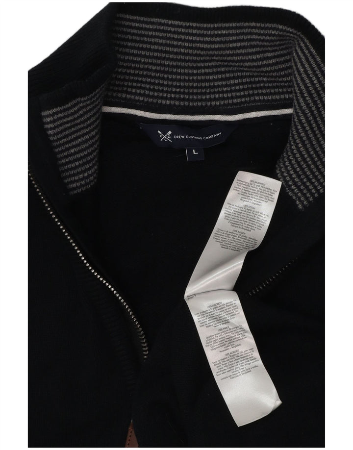 Crew Clothing Maglione da uomo con zip e collo grande in cotone blu navy