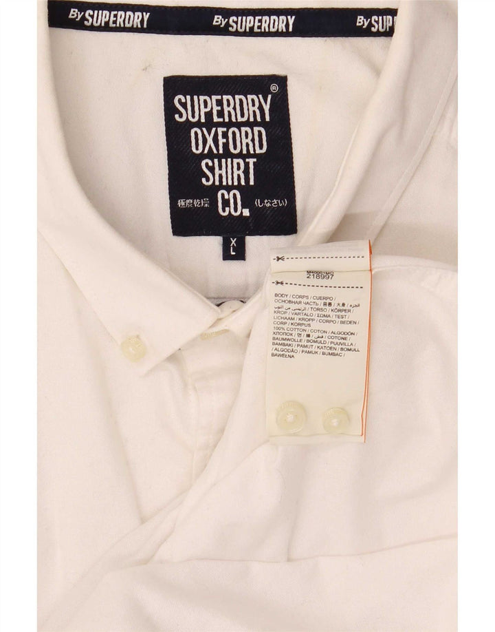 Camicia a maniche corte da uomo Superdry XL in cotone bianco