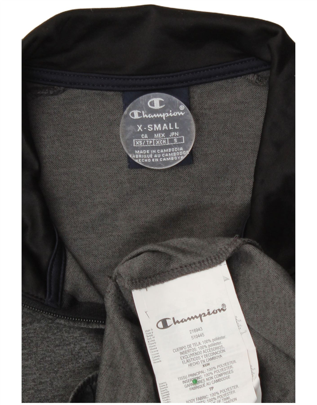 Giacca da tuta grafica da uomo Champion XS in poliestere color block grigio