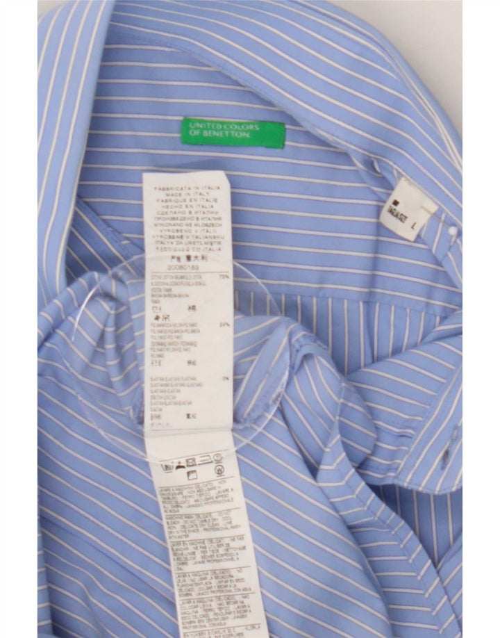 Camicia Benetton Uomo Cotone Riga Grande Blu