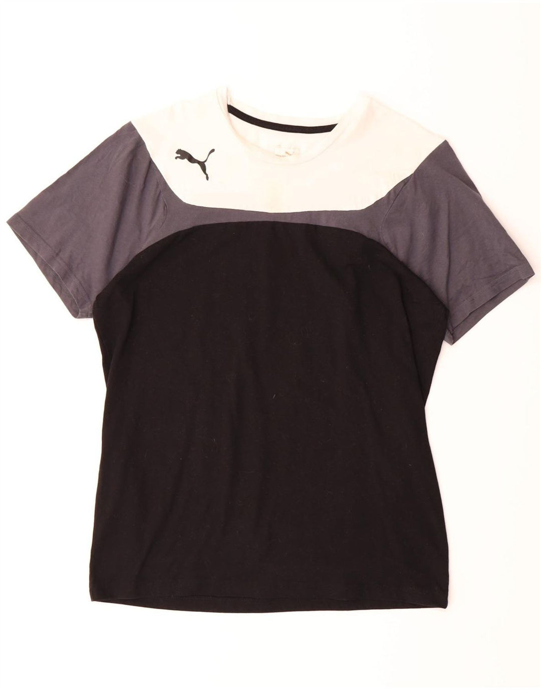 PUMA Mens T-Shirt Top Medium Black Colourblock Polyester