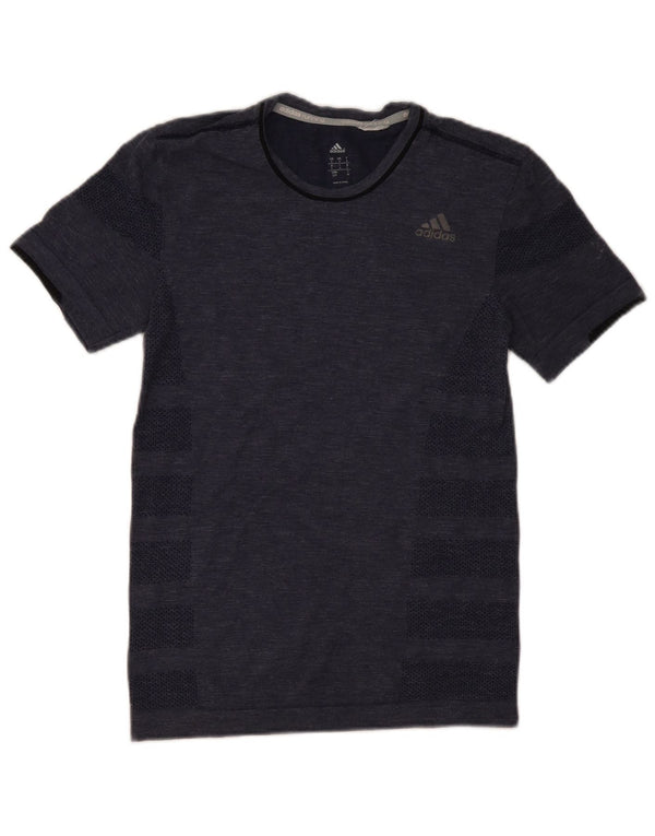 Maglietta da corsa da uomo Adidas Top piccola a righe blu navy