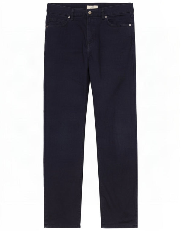 Pantaloni casual dritti da uomo Marks & Spencer W34 L33 cotone blu navy