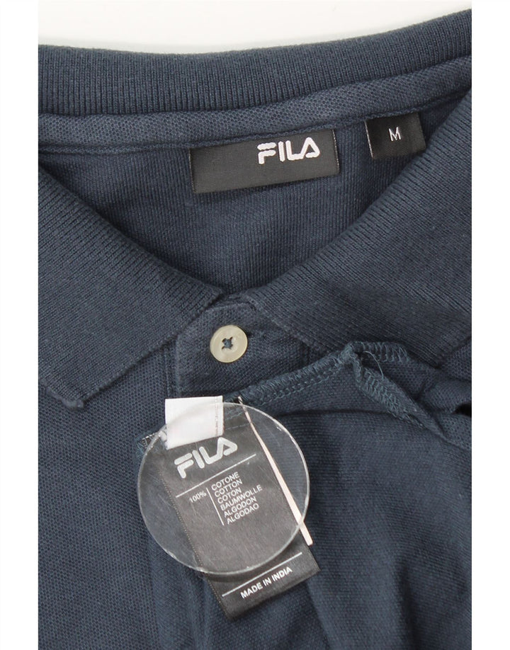 Polo da uomo a maniche lunghe Fila in cotone blu navy medio