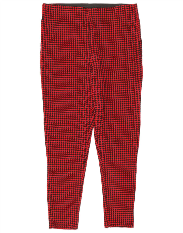Leggings corti da donna Zara UK 14 grande viscosa pied de poule rossa