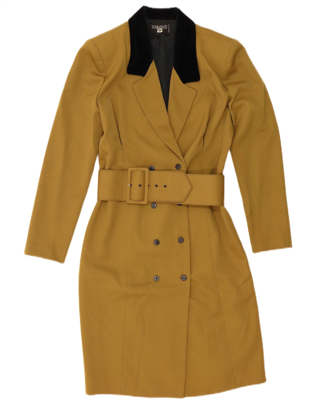 Cappotto doppiopetto vintage da donna IT 44 Lana color block color kaki medio