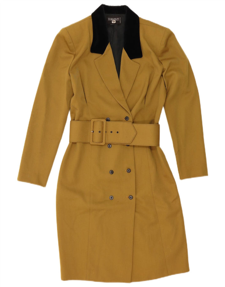 Cappotto doppiopetto vintage da donna IT 44 Lana color block color kaki medio