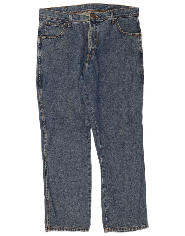 Jeans dritti da uomo Wrangler vestibilità regolare W38 L30 cotone blu