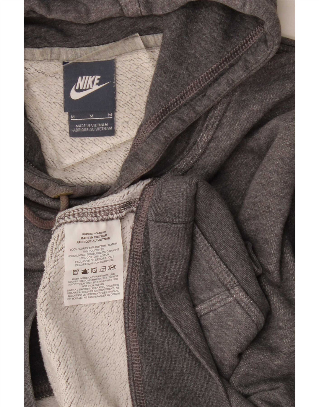 Felpa con cappuccio da uomo Nike in cotone grigio medio