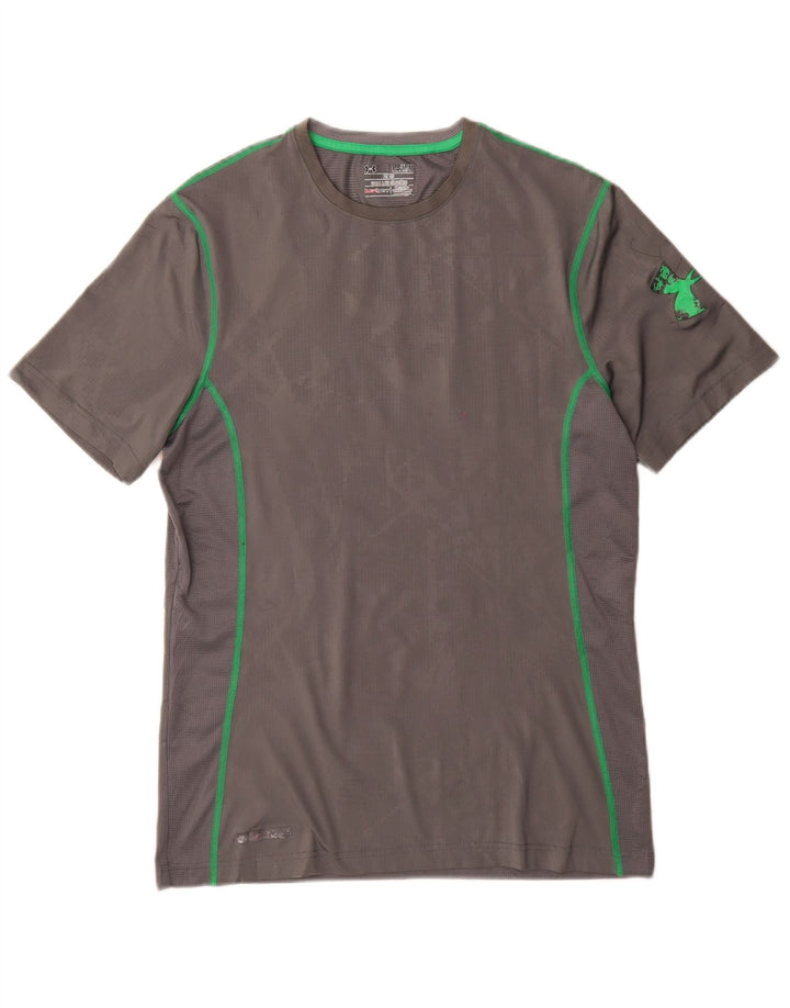 T-shirt Under Armour da uomo Heat Gear Top in poliestere geometrico grigio medio