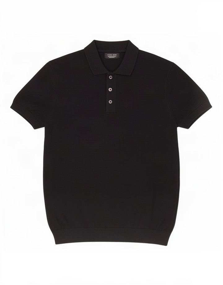 Polo Zara da uomo in viscosa nera media