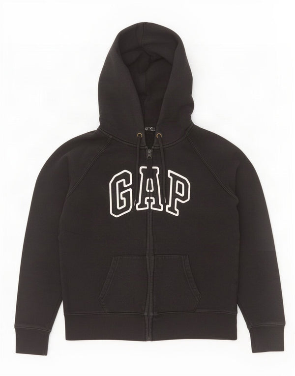 Maglione con cappuccio e zip grafica da donna Gap UK 14 cotone nero medio