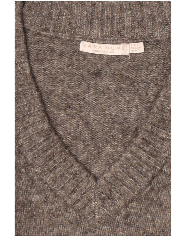 Maglione oversize con scollo a V da donna Zara UK 10 piccolo grigio screziato