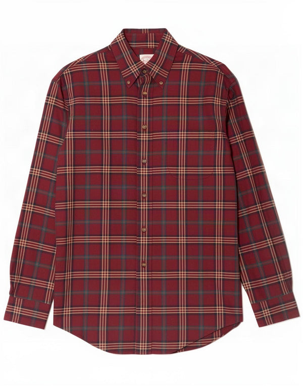 Brooks Brothers Camicia da uomo in flanella Madison di cotone scozzese piccolo rosso